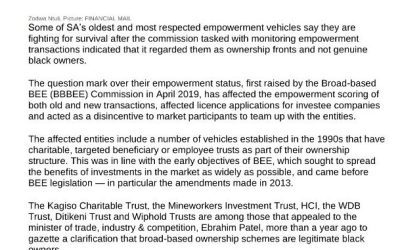 BEE pioneers fight for their legitimacy