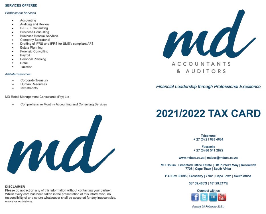 2021/2022 MD Tax Card is now available!!!
