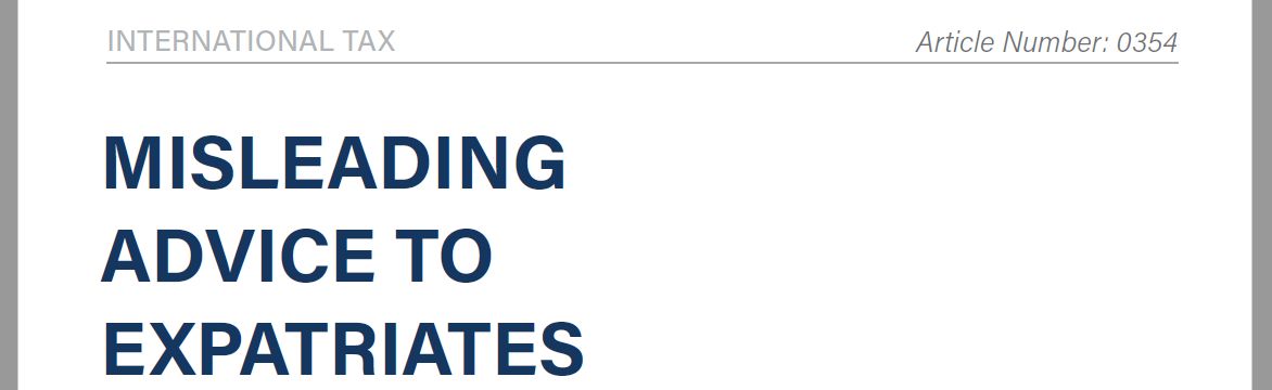 Tax Chronicles November 2021 | Misleading Advice to Expatriates