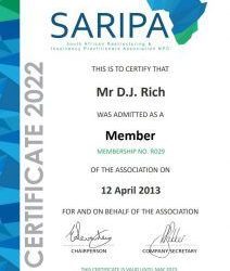 Dave Rich membership with SARIPA