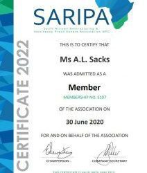 Alexis Sacks membership with SARIPA