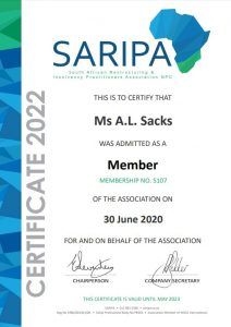 Alexis Sacks membership with SARIPA