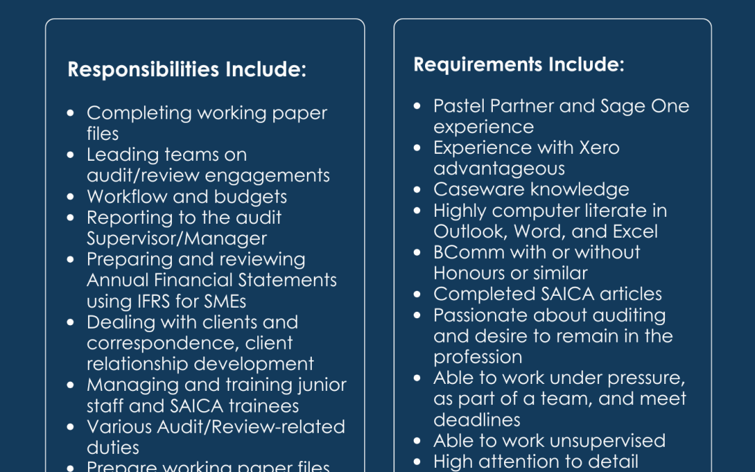 Vacancies Currently Available for You to Join our Team